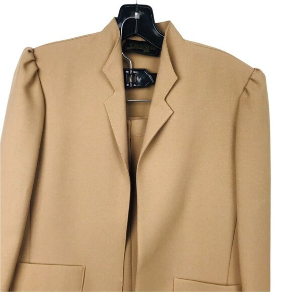 Znazzie Classic Open Front Tan Blazer and Matching Open Back Skirt  women Size M - Picture 11 of 16